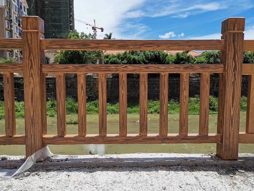 景区护栏桥梁围栏河道栏杆水泥仿木纹效果厂家安装视频
